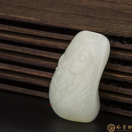 【琢艺轩】新疆和田玉黄皮白玉籽玉挂件 春之神 28.4克