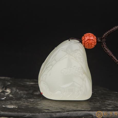 【琢艺轩】新疆和田玉白玉籽玉挂件 游春 13克