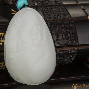 新疆和田玉洒金皮羊脂白玉籽玉把件 花开富贵 57.9克