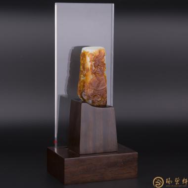 穆宇静 新疆和田红沁皮一级白玉籽玉手把件 哼哈二将