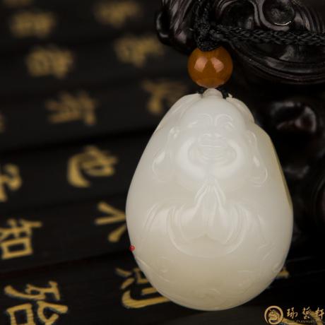 【琢艺轩】新疆和田一级白黄皮籽玉挂件 弥勒佛 15.8克