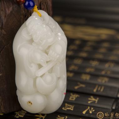 新疆和田红皮一级白玉籽玉把件 财神 150克