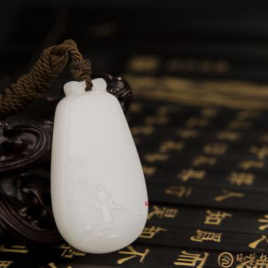 新疆和田羊脂白玉籽玉挂件 高瞻远瞩 24克