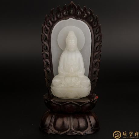 新疆和田玉羊脂白玉籽玉摆件 观音菩萨 186克