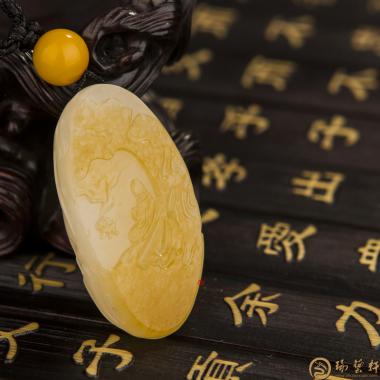 新疆黄皮白玉籽玉挂件 悟 15克