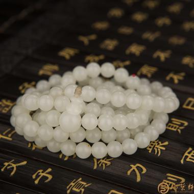 新疆和田玉一级白玉籽玉108颗手链 59克