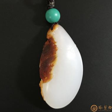 新疆和田枣红皮羊脂白玉籽玉挂件 双喜临门 9.2克