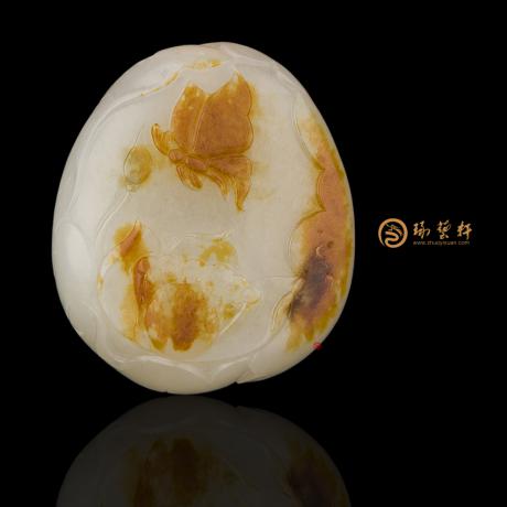 新疆和田红皮白玉籽玉挂件 蝶恋花 20克