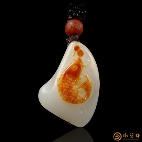 【琢艺轩】新疆和田红皮羊脂白玉籽玉挂件 连年有余 7.1克