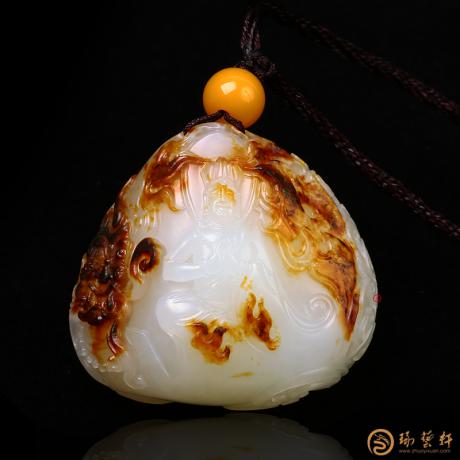 【琢艺轩】穆宇静 新疆和田秋梨皮一级白玉挂件 地藏菩萨 50克