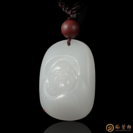 【琢艺轩】新疆和田白皮羊脂白籽玉挂件 弥勒佛 8.6克