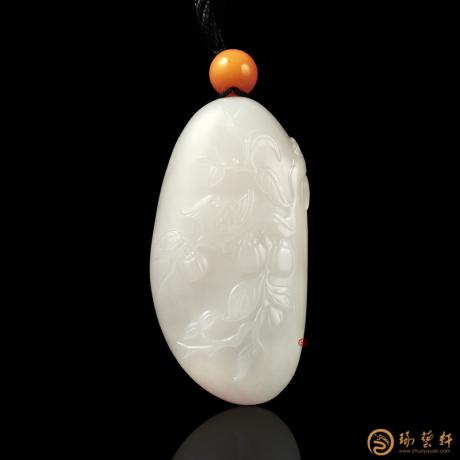 新疆和田黄皮白玉籽玉挂件 事事如意 29克