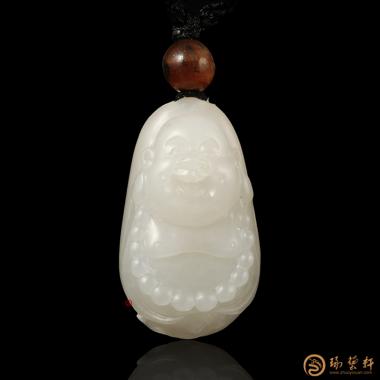 新疆和田黄皮白玉籽玉挂件 弥勒佛 10.2克
