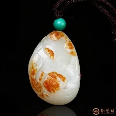 新疆和田红皮白玉籽玉挂件 家和富贵 18.8克