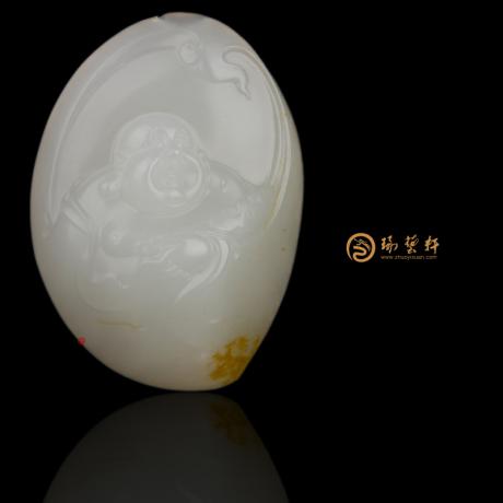 【琢艺轩】新疆和田洒金皮一级白挂件 弥勒佛 31克（独籽）