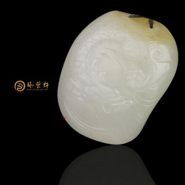 新疆和田洒金皮白玉籽玉挂件 龙凤呈祥 26.3克