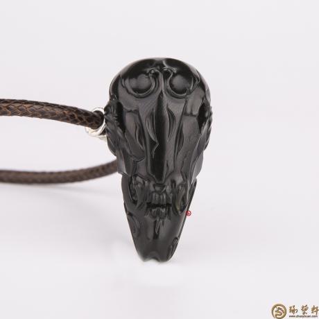 【琢艺轩】新疆和田墨碧籽玉挂件 玛尼石 19克