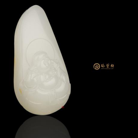 【琢艺轩】新疆和田白皮一级白籽玉挂件 笑口常开 18.4克
