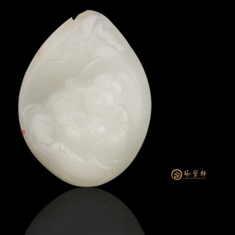 【琢艺轩】新疆和田白皮一级白玉籽玉挂件 弥勒佛 49.4克