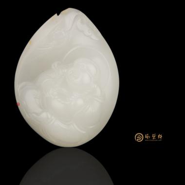 新疆和田白皮一级白玉籽玉挂件 弥勒佛 49.4克