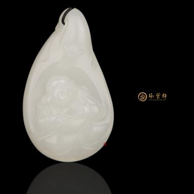 新疆和田白皮一级白籽玉挂件 布袋和尚 20克