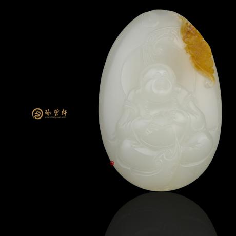 【琢艺轩】新疆和田黄沁白玉籽玉挂件 弥勒佛 34.2克