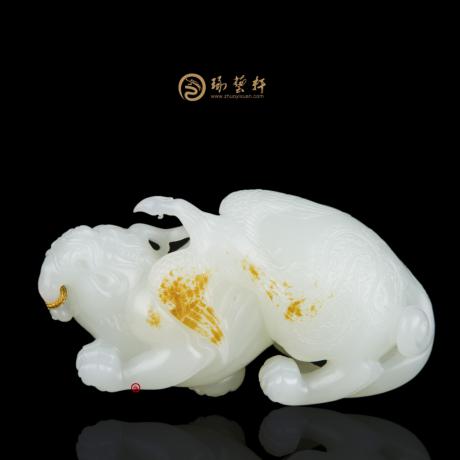 【琢艺轩】穆宇静 新疆和田黄皮白玉籽玉把件 成龙成凤 76克