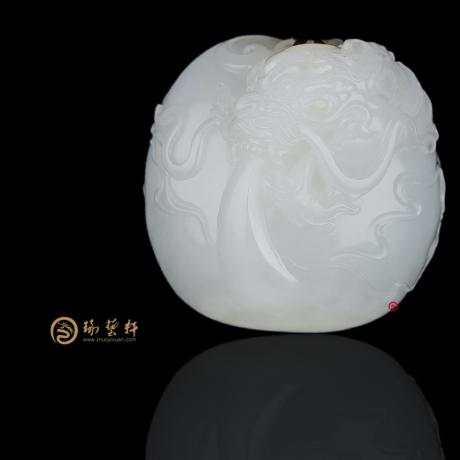 【琢艺轩】新疆和田白皮羊脂白籽玉挂件 潜龙出渊 45.6克