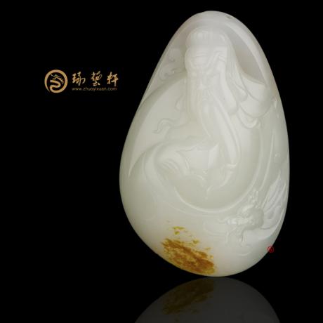 【琢艺轩】新疆和田红皮白玉籽玉把件 关公 141.6克（独籽）