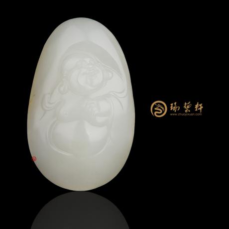 【琢艺轩】新疆和田洒金皮白玉籽玉挂件 弥勒佛 18.4克（独籽）