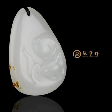 【琢艺轩】新疆和田红皮羊脂白籽玉挂件 前途似锦 12克