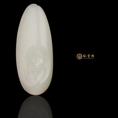 新疆和田秋梨皮一级白籽玉挂件 荷花 18.3克