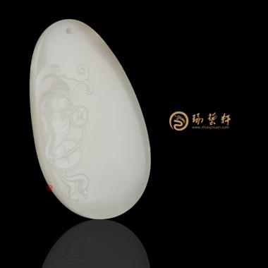 新疆和田洒金皮白玉籽玉挂件 福在眼前 22.3克