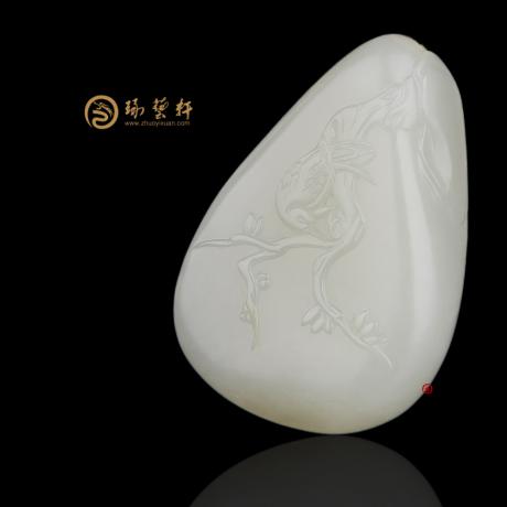 新疆和田玉白皮白玉籽玉挂件 喜上眉梢 23.5克