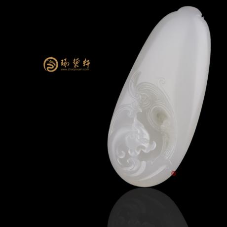 【琢艺轩】新疆和田洒金皮羊脂白籽玉挂件 祥龙纳福 32克