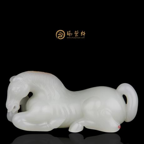 【琢艺轩】新疆和田红皮白玉籽玉把件 马到功成 125克 