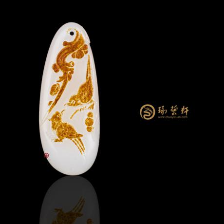 【琢艺轩】新疆和田红皮羊脂白籽玉挂件 抬头见喜 13.3克