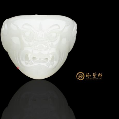【琢艺轩】新疆和田白皮白玉籽玉挂件 兽面 22.3克
