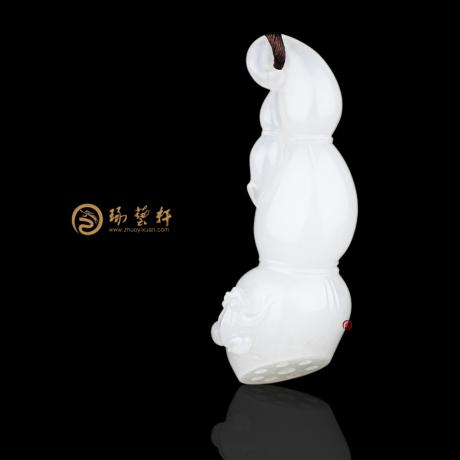 【琢艺轩】新疆和田羊脂白籽玉挂件 路路通 9.7克