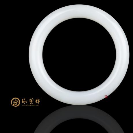 【琢艺轩】新疆和田白皮羊脂白籽玉 手镯 61.6克