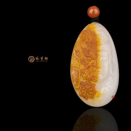【琢艺轩】穆宇静 新疆和田红皮一级白籽玉挂件 转念之间 25.6克