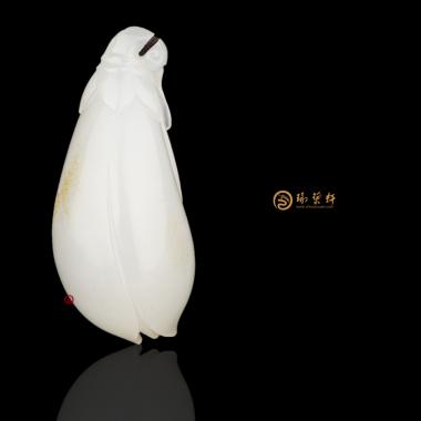 新疆和田洒金皮白玉籽玉挂件 兰花 13克