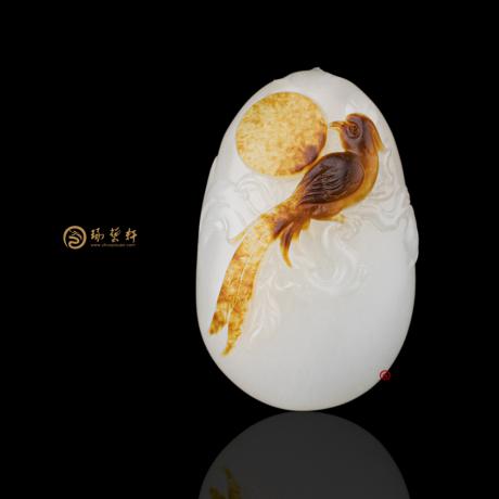 【琢艺轩】黄杨洪 新疆和田红沁皮一级白籽玉挂件 锦上添花 23.3克