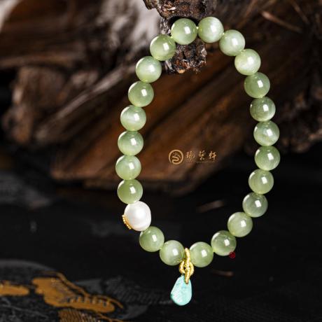 俄罗斯碧玉猫眼 手链 19克