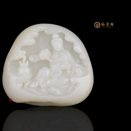 新疆和田白皮一级白籽玉摆件 观音 183克