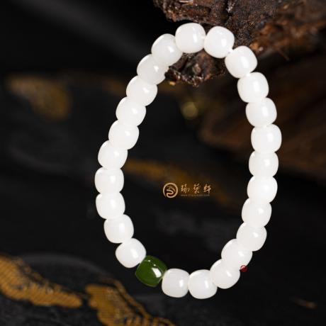 【琢艺轩】新疆和田羊脂白籽玉 手链